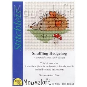 Image 1 of Mouseloft Snuffling Hedgehog Cross Stitch Kit