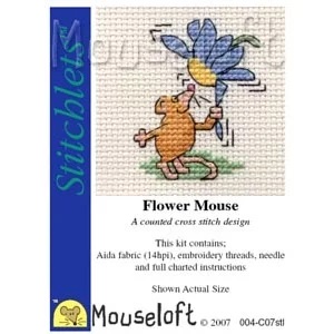 Image 1 of Mouseloft Flower Mouse Cross Stitch Kit