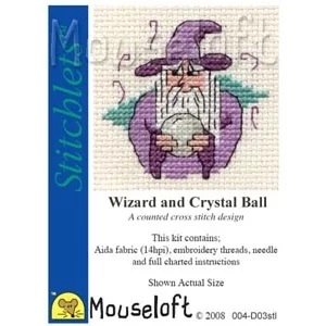 Image 1 of Mouseloft Wizard and Crystal Ball Cross Stitch Kit