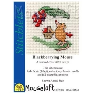 Image 1 of Mouseloft Blackberry Mouse Cross Stitch Kit