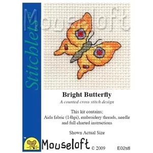 Image 1 of Mouseloft Bright Butterfly Cross Stitch Kit