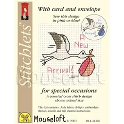Mouseloft Stork Birth Sampler Cross Stitch Kit