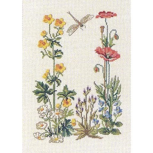 Image 1 of Eva Rosenstand Dragonfly and Flowers Cross Stitch Kit