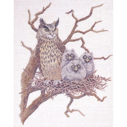 Image 1 of Eva Rosenstand Eagle Owl Nest Cross Stitch Kit