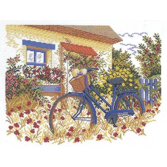 Image 1 of Eva Rosenstand Bicycle Cottage - Aida Cross Stitch Kit