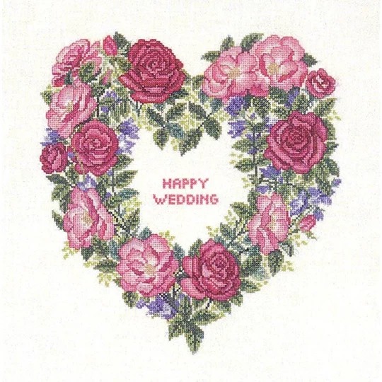 Image 1 of Eva Rosenstand Rose Wedding Wreath Wedding Sampler Cross Stitch Kit