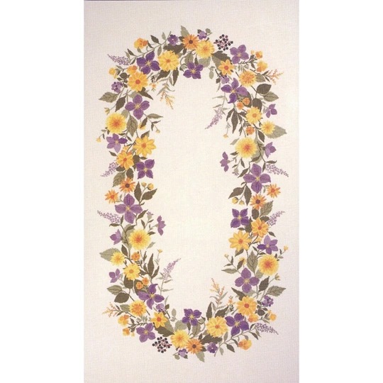 Image 1 of Eva Rosenstand Yellow and Purple Garland Tablecloth Cross Stitch Kit