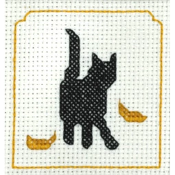 Sarah May Black Cat and Autumn Leaves Cross Stitch Kit