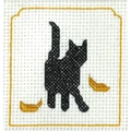Image of Sarah May Black Cat and Autumn Leaves Cross Stitch Kit