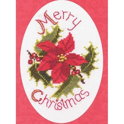 Derwentwater Designs Poinsettia and Holly Christmas Card Making Christmas Cross Stitch Kit