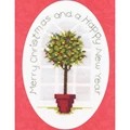 Image of Derwentwater Designs Holly Tree Christmas Card Making Christmas Cross Stitch Kit