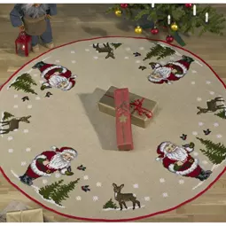 Permin Santa and Reindeer Tree Skirt Christmas Cross Stitch Kit