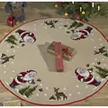Image of Permin Santa and Reindeer Tree Skirt Christmas Cross Stitch Kit