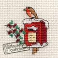Image of Mouseloft Robin on Postbox Christmas Card Making Christmas Cross Stitch Kit