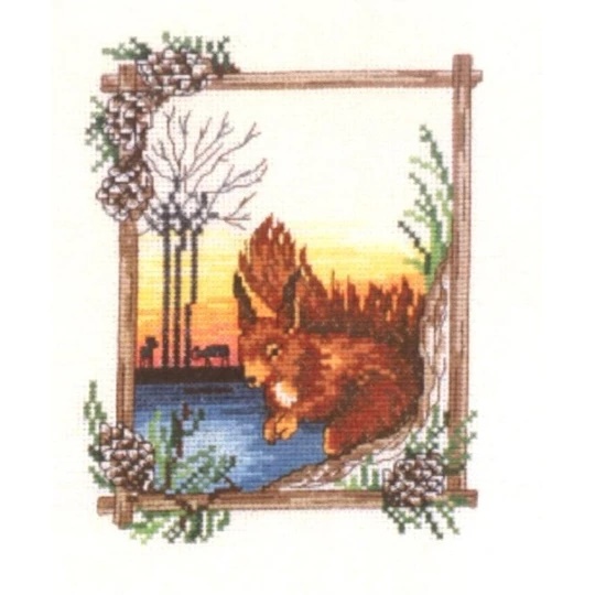 Image 1 of Permin Squirrel Cross Stitch Kit