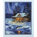 Image of Dimensions Winter Sky Cabin Tapestry Kit