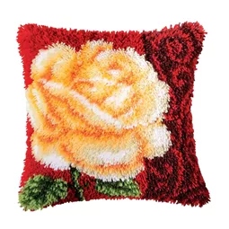 Cream Rose Latch Hook Cushion