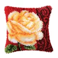 Image of Vervaco Cream Rose Latch Hook Latch Hook Cushion Kit