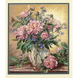 Dimensions Peonies and Canterbury Bells Cross Stitch Kit