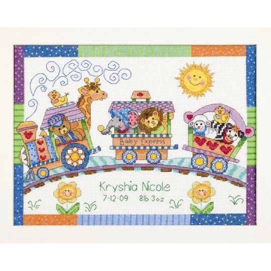 Image 1 of Dimensions Baby Express Birth Record Cross Stitch Kit