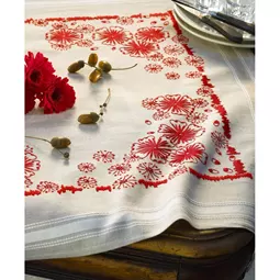 Royal Paris Red Flowers Tablecloth Embroidery Kit