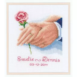 Vervaco Hands and Rose Wedding Sampler Cross Stitch Kit