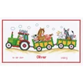 Image of Vervaco Tractor and Trailer Birth Sampler Birth Sampler Cross Stitch Kit
