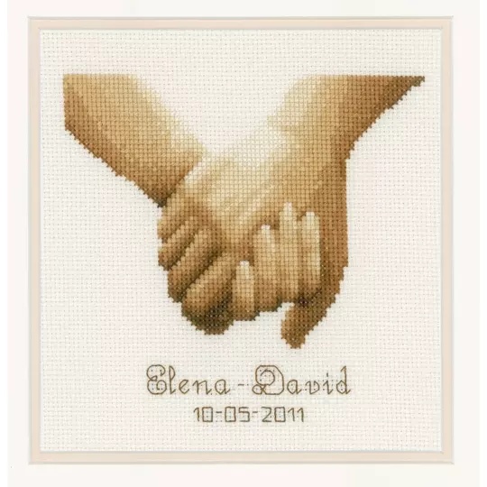 Image 1 of Vervaco Holding Hands Wedding Sampler Cross Stitch Kit