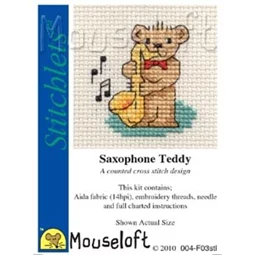 Mouseloft Saxophone Teddy Cross Stitch Kit