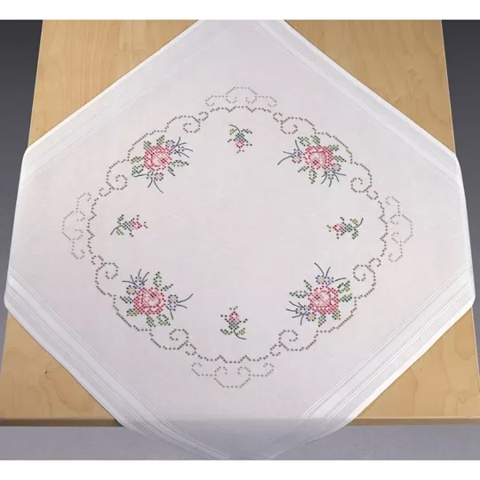 Image 1 of Permin Bouquets of Roses Tablecloth Cross Stitch Kit