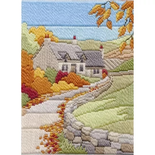 Image 1 of Derwentwater Designs Cottages Autumn Long Stitch Kit