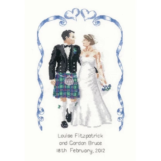 Image 1 of Heritage Scottish Wedding - Aida Wedding Sampler Cross Stitch Kit