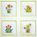 Image of Cinnamon Cat Spring Flowers Cards Cross stitch Chart