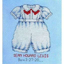 Bobbie G Designs Sweet Baby Boy Birth Sampler Cross stitch Chart