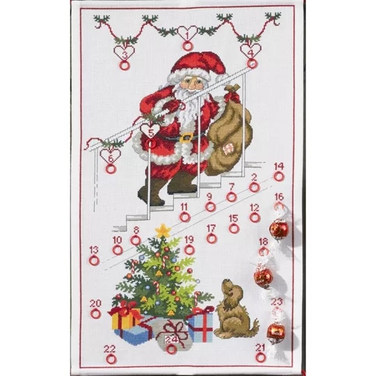 Image 1 of Permin Santa Staircase Advent Christmas Cross Stitch Kit