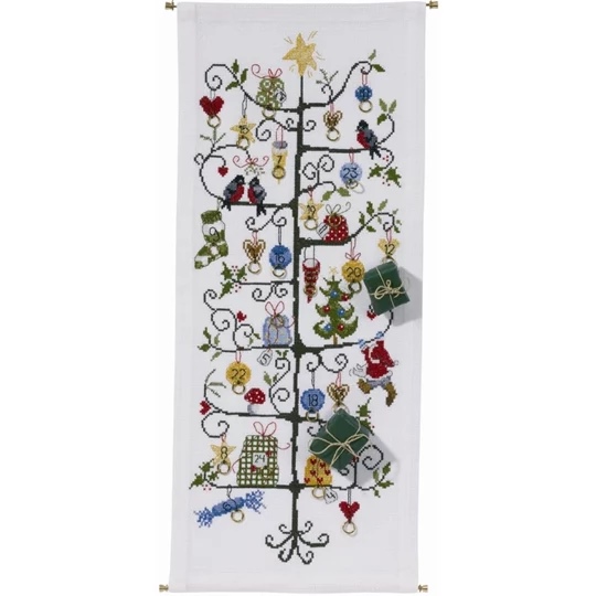 Image 1 of Permin Christmas Tree Advent Cross Stitch Kit