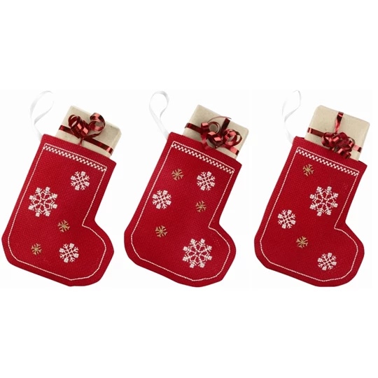 Image 1 of Permin Snowflake Tree Stockings Christmas Cross Stitch Kit
