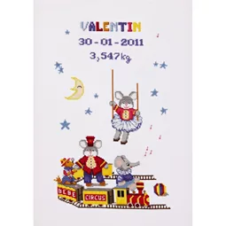 Royal Paris Baby Circus Birth Sampler Cross Stitch Kit