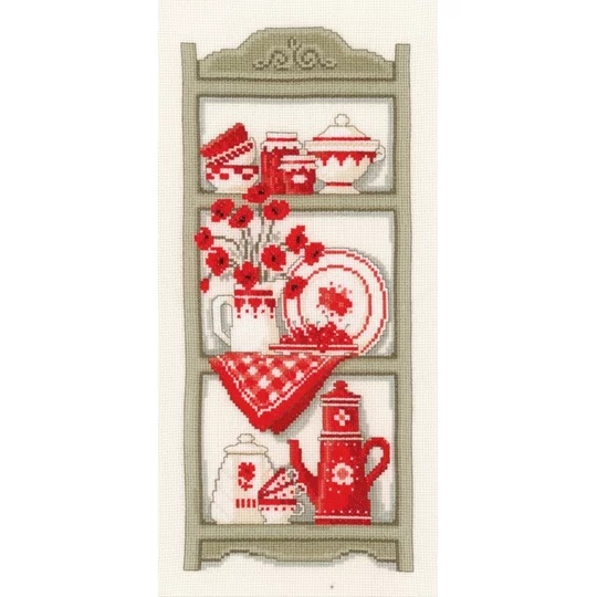 Image 1 of Vervaco Red Kitchen Shelves Cross Stitch