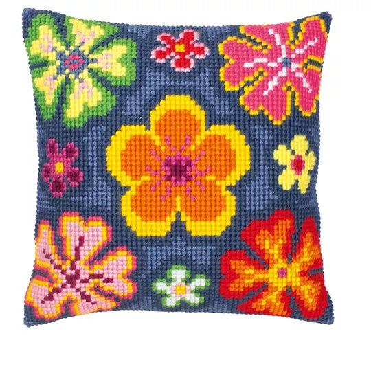 Image 1 of Vervaco Bright Flowers Cross Stitch Kit