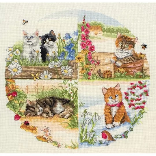 Image 1 of Anchor Cats and Seasons Cross Stitch Kit