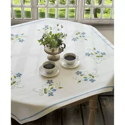 Anchor Blue Flowers Tablecloth Cross Stitch Kit