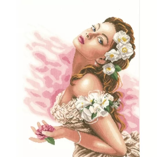 Image 1 of Lanarte Lady of the Camellias - Evenweave Cross Stitch Kit