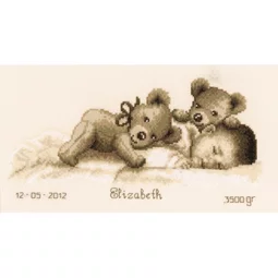 Vervaco Sleeping with Teddy Birth Sampler Cross Stitch Kit
