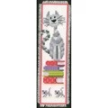Image of Vervaco Cat and Books Bookmark Cross Stitch Kit