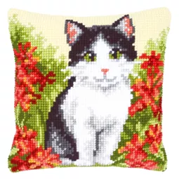 Vervaco Black and White Cat Cushion Cross Stitch Kit