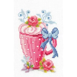 Vervaco Pink Latte Cup Cross Stitch Kit