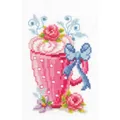 Image of Vervaco Pink Latte Cup Cross Stitch Kit