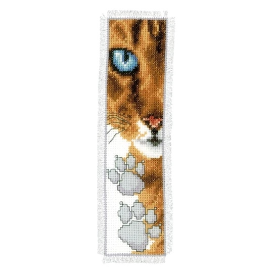 Image 1 of Vervaco Cat Footprint Bookmark Cross Stitch Kit