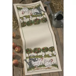 Permin Orchard Chickens Runner Cross Stitch Kit